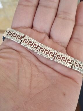 Classic Silver Greek Key Link Bracelet